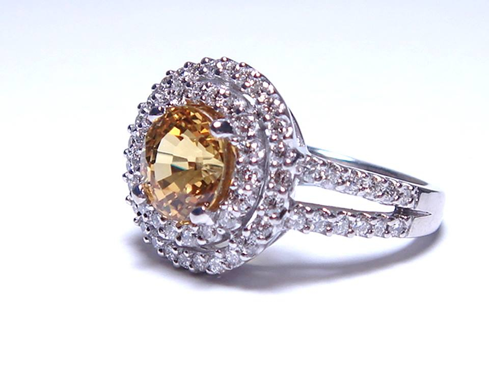 Diamond & Amber Custom Design Ring