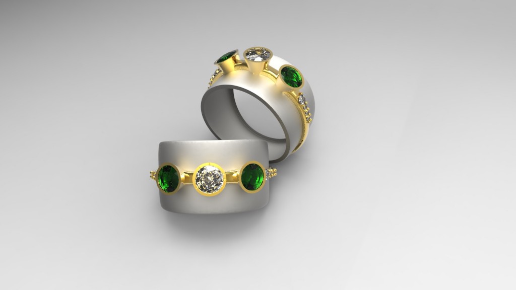 Custom Diamond & Emerald Band